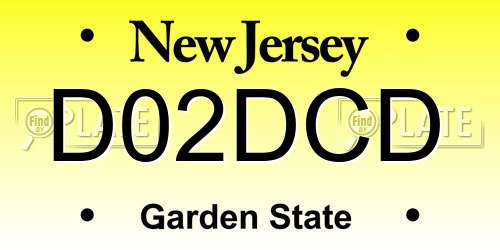 D02DCD New Jersey License Plate