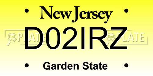 D02IRZ New Jersey License Plate
