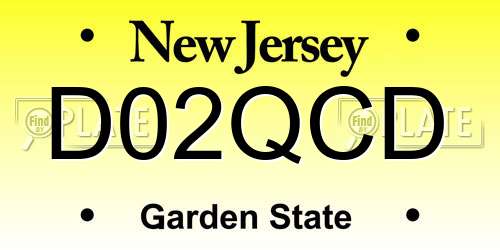 D02QCD New Jersey License Plate