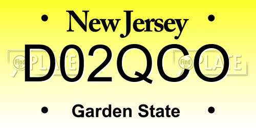 D02QCO New Jersey License Plate