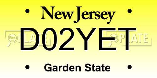 D02YET New Jersey License Plate
