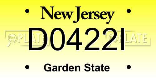 D0422I New Jersey License Plate