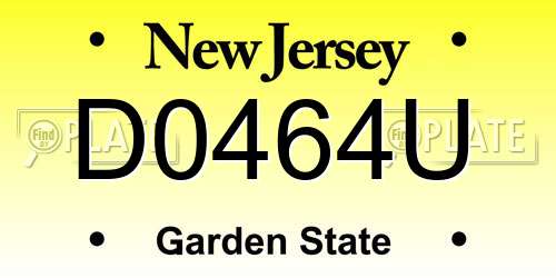 D0464U New Jersey License Plate