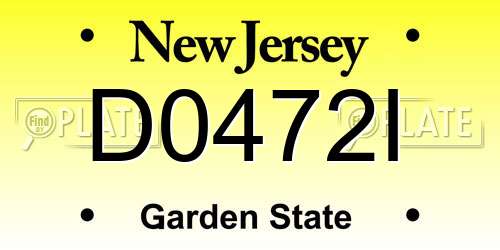 D0472I New Jersey License Plate