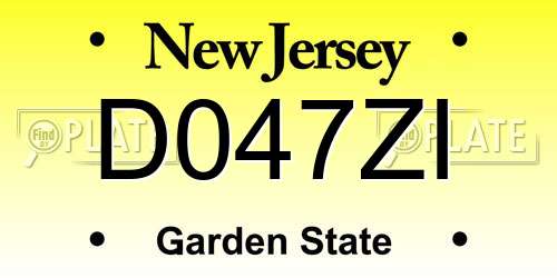 D047ZI New Jersey License Plate