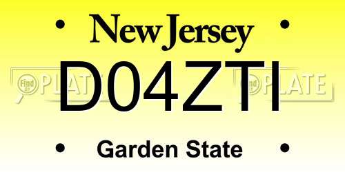 D04ZTI New Jersey License Plate