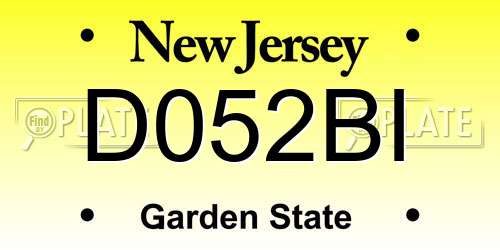 D052BI New Jersey License Plate
