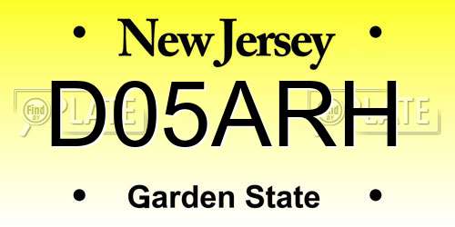 D05ARH New Jersey License Plate
