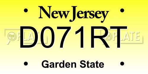 D071RT New Jersey License Plate