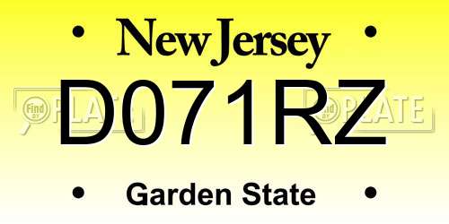 D071RZ New Jersey License Plate