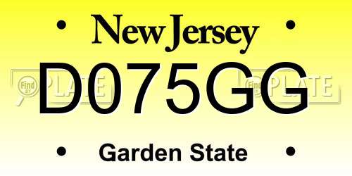 D075GG New Jersey License Plate