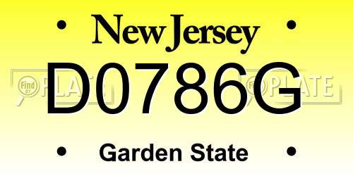 D0786G New Jersey License Plate