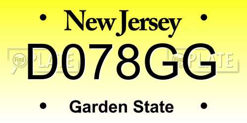 D078GG New Jersey License Plate
