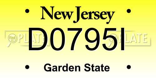 D0795I New Jersey License Plate