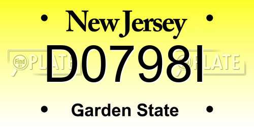 D0798I New Jersey License Plate