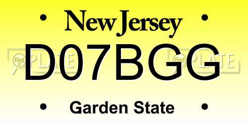 D07BGG New Jersey License Plate