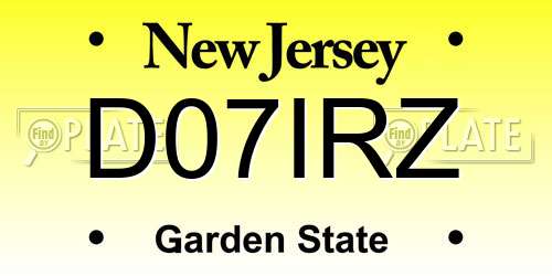 D07IRZ New Jersey License Plate