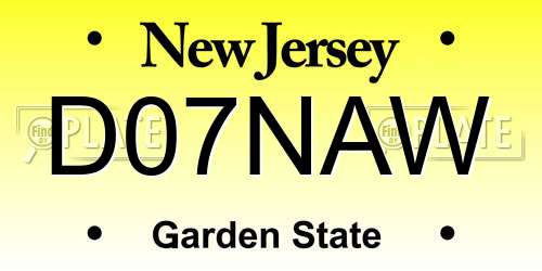 D07NAW New Jersey License Plate