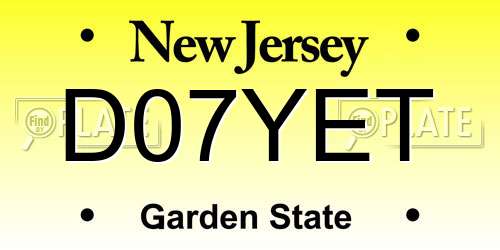 D07YET New Jersey License Plate