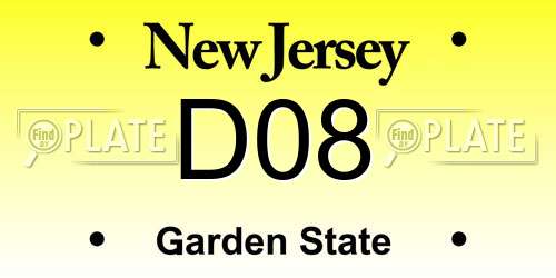 D08 New Jersey License Plate