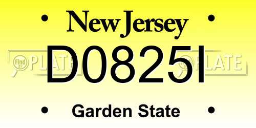 D0825I New Jersey License Plate