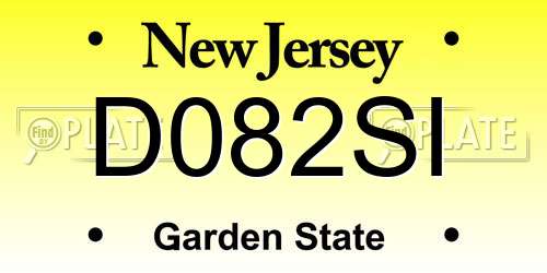 D082SI New Jersey License Plate