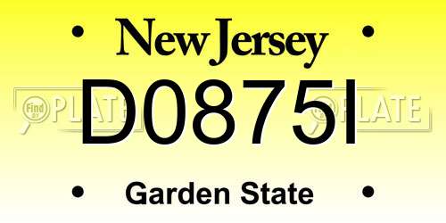D0875I New Jersey License Plate