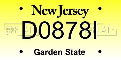 D0878I New Jersey License Plate