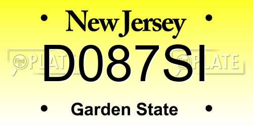 D087SI New Jersey License Plate