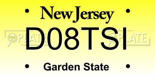 D08TSI New Jersey License Plate