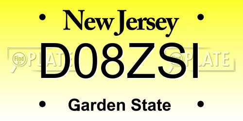 D08ZSI New Jersey License Plate
