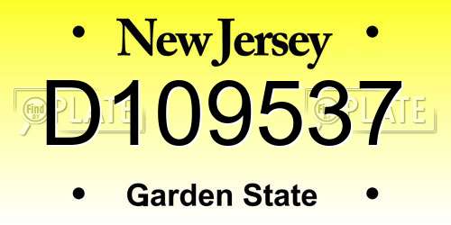 D109537 New Jersey License Plate