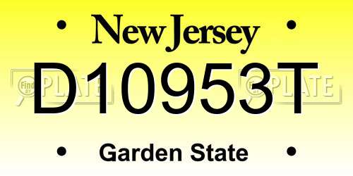 D10953T New Jersey License Plate