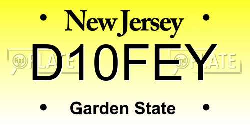 D10FEY New Jersey License Plate