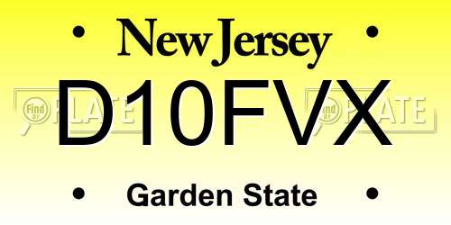 D10FVX New Jersey License Plate