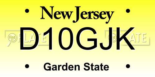 D10GJK New Jersey License Plate