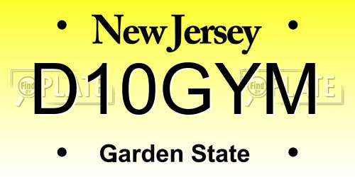 D10GYM New Jersey License Plate