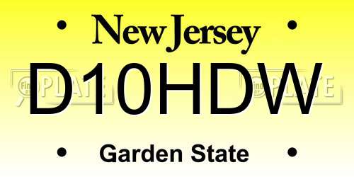 D10HDW New Jersey License Plate