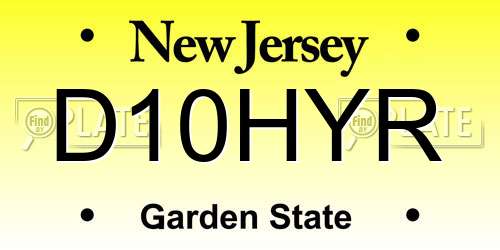 D10HYR New Jersey License Plate