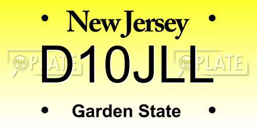 D10JLL New Jersey License Plate