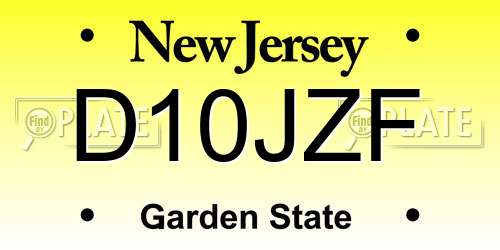 D10JZF New Jersey License Plate