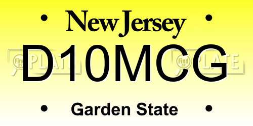 D10MCG New Jersey License Plate