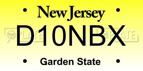 D10NBX New Jersey License Plate