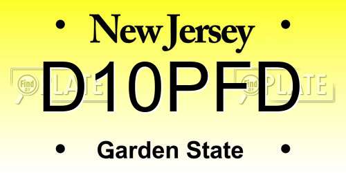 D10PFD New Jersey License Plate