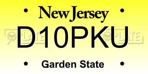 D10PKU New Jersey License Plate