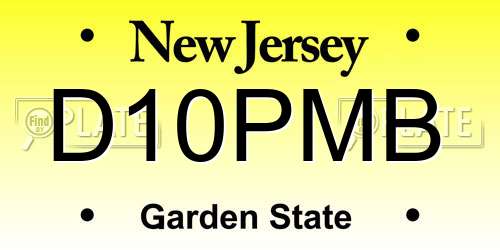 D10PMB New Jersey License Plate