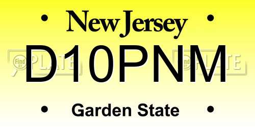 D10PNM New Jersey License Plate
