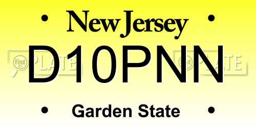 D10PNN New Jersey License Plate