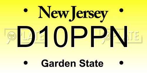 D10PPN New Jersey License Plate