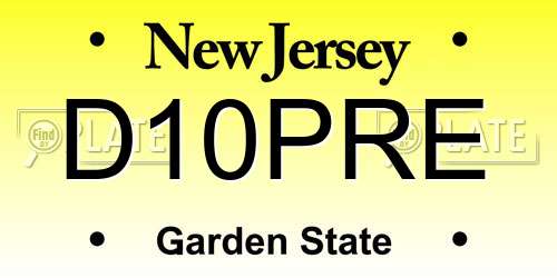 D10PRE New Jersey License Plate
